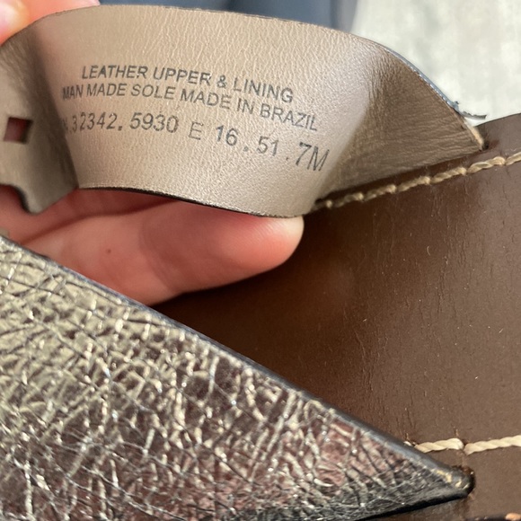 Tory Burch Pebbled Metallic Gunmetal Leather flip flop Flat Sandal Sandals 7 - Picture 5 of 8